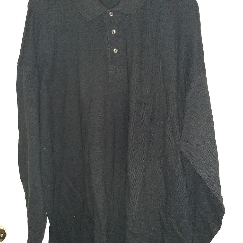 3XL black longsleeve polo shirt 32" pit 34" length